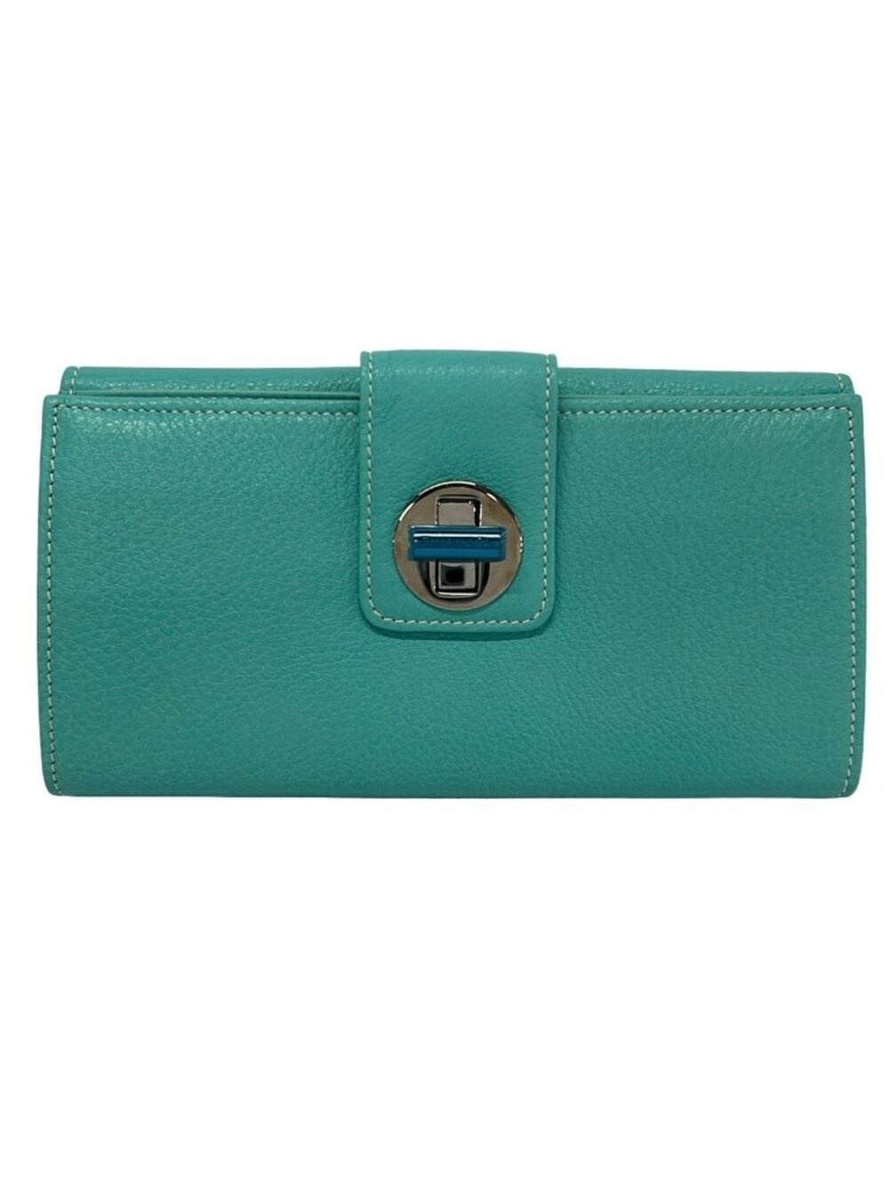 Tiffany & Co Wallet Light Blue Turnlock Leather